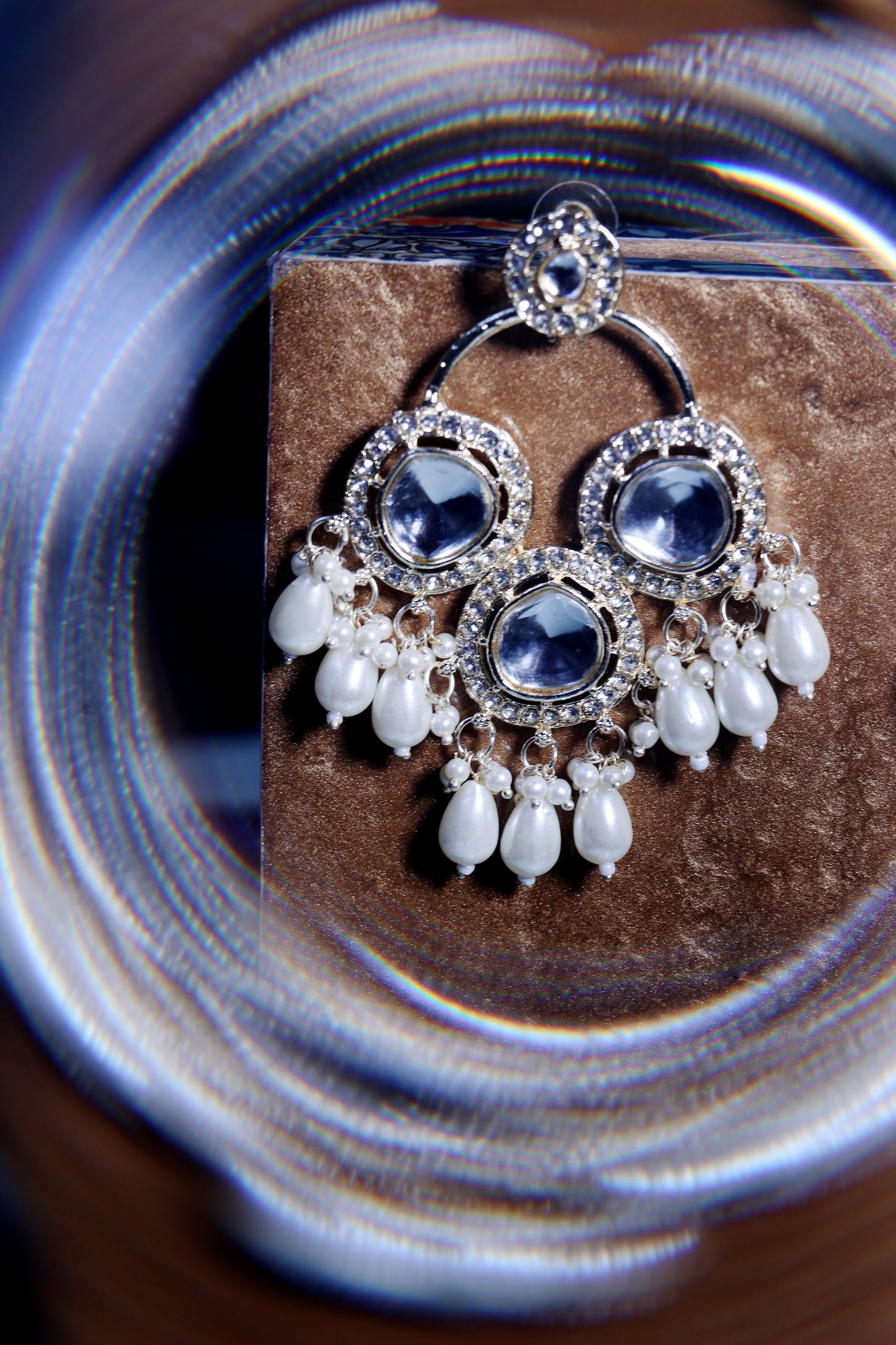 Kundan Hoop Earrings with Pearl Drops and Sparkling Stones